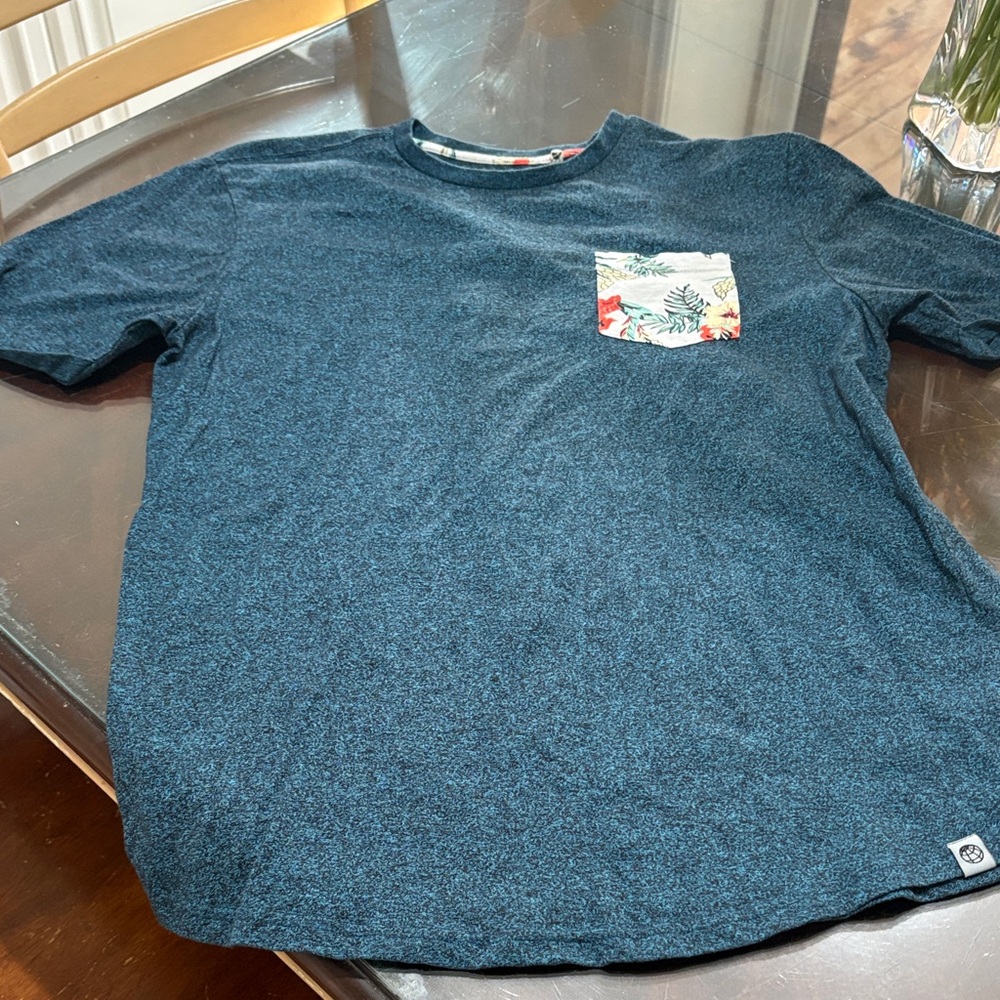 Free Planet Dark Blue Tee with Tropical Pocket